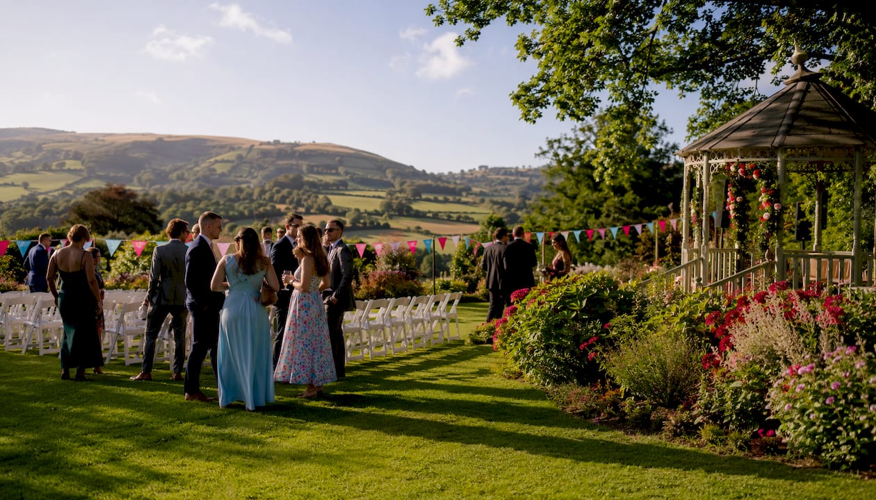 Outdoor wide open wedding venue in countryside